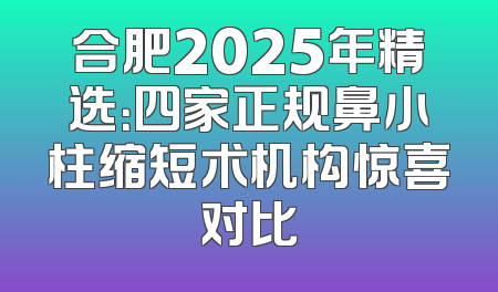 合肥2025年精选：四家正规鼻小柱缩短术机构惊喜对比
