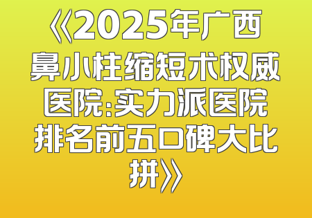 《2025年广西鼻小柱缩短术权威医院：实力派医院排名前五口碑大比拼》