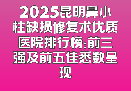 2025昆明鼻小柱缺损修复术优质医院排行榜：前三强及前五佳悉数呈现