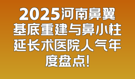 2025河南鼻翼基底重建与鼻小柱延长术医院人气年度盘点！