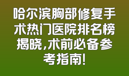 哈尔滨胸部修复手术热门医院排名榜揭晓，术前必备参考指南！
