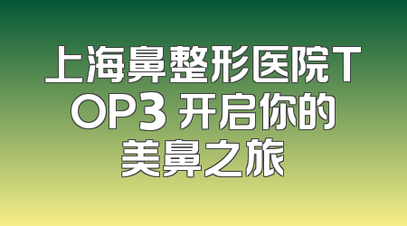 上海鼻整形医院TOP3 开启你的美鼻之旅