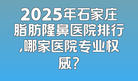 2025年石家庄脂肪隆鼻医院排行，哪家医院专业权威？