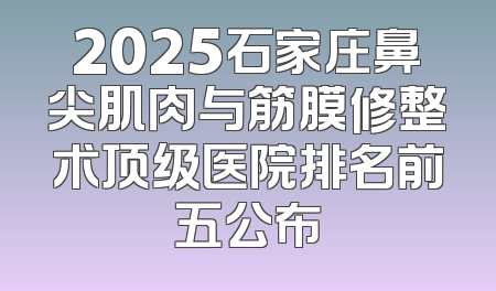 2025石家庄鼻尖肌肉与筋膜修整术顶级医院排名前五公布