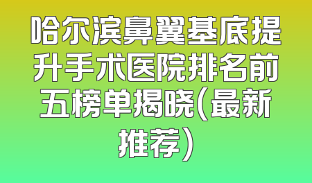 哈尔滨鼻翼基底提升手术医院排名前五榜单揭晓（最新推荐）