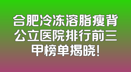 合肥冷冻溶脂瘦背公立医院排行前三甲榜单揭晓！