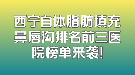 西宁自体脂肪填充鼻唇沟排名前三医院榜单来袭！