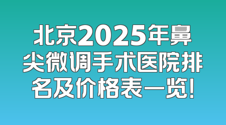 北京2025年鼻尖微调手术医院排名及价格表一览！