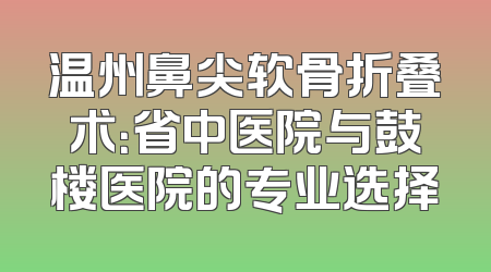 温州鼻尖软骨折叠术：省中医院与鼓楼医院的专业选择