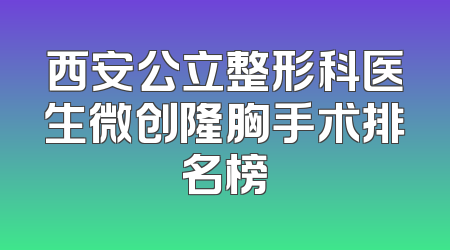 西安公立整形科医生微创隆胸手术排名榜