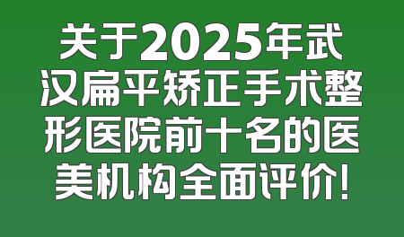 关于2025年武汉扁平矫正手术整形医院前十名的医美机构全面评价！