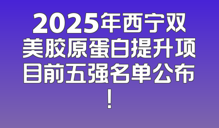 2025年西宁双美胶原蛋白提升项目前五强名单公布！