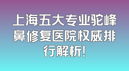 上海五大专业驼峰鼻修复医院权威排行解析！