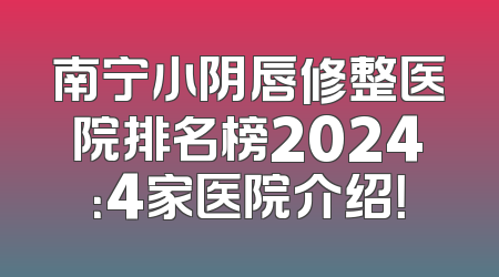 南宁小阴唇修整医院排名榜2024：4家医院介绍！