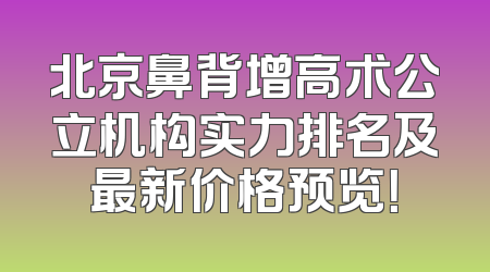 北京鼻背增高术公立机构实力排名及最新价格预览！