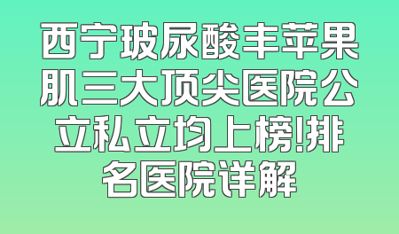 西宁玻尿酸丰苹果肌三大顶尖医院公立私立均上榜！排名医院详解