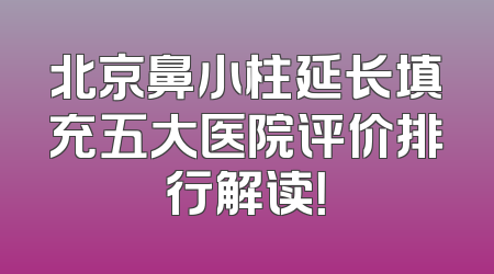 北京鼻小柱延长填充五大医院评价排行解读！