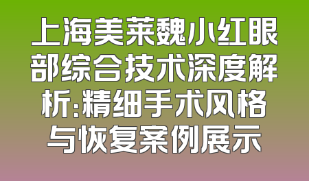 上海美莱魏小红眼部综合技术深度解析：精细手术风格与恢复案例展示