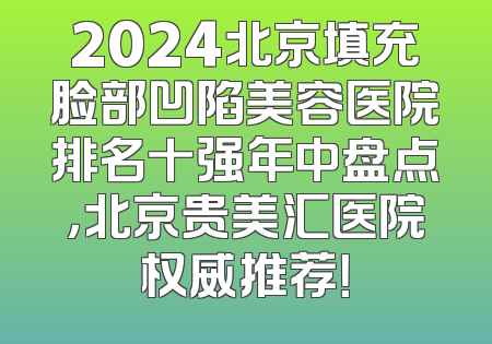 2024北京填充脸部凹陷美容医院排名十强年中盘点，北京贵美汇医院权威推荐！