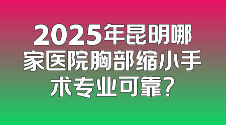 2025年昆明哪家医院胸部缩小手术专业可靠？