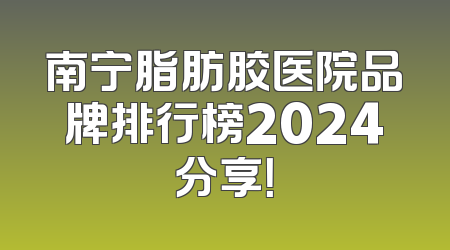 南宁脂肪胶医院品牌排行榜2024分享！