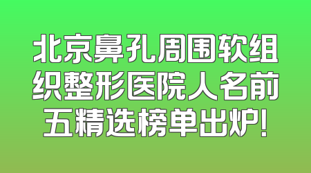 北京鼻孔周围软组织整形医院人名前五精选榜单出炉！