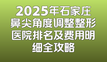2025年石家庄鼻尖角度调整整形医院排名及费用明细全攻略