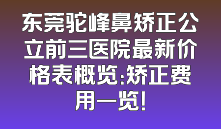 东莞驼峰鼻矫正公立前三医院最新价格表概览：矫正费用一览！