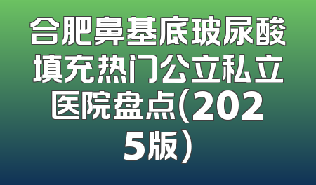 合肥鼻基底玻尿酸填充热门公立私立医院盘点（2025版）