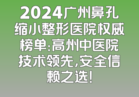 2024广州鼻孔缩小整形医院权威榜单：高州中医院技术领先，安全信赖之选！
