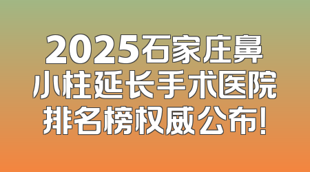 2025石家庄鼻小柱延长手术医院排名榜权威公布！