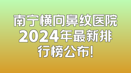 南宁横向鼻纹医院2024年最新排行榜公布！