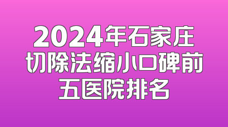 2024年石家庄切除法缩小口碑前五医院排名