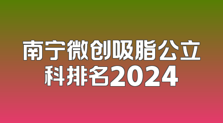 南宁微创吸脂公立科排名2024
