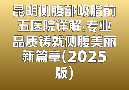 昆明侧腹部吸脂前五医院详解：专业品质铸就侧腹美丽新篇章（2025版）