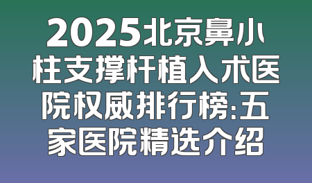 2025北京鼻小柱支撑杆植入术医院权威排行榜：五家医院精选介绍