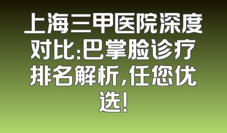 上海三甲医院深度对比：巴掌脸诊疗排名解析，任您优选！
