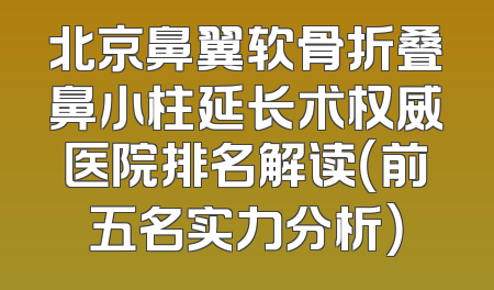 北京鼻翼软骨折叠鼻小柱延长术权威医院排名解读（前五名实力分析）