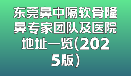 东莞鼻中隔软骨隆鼻专家团队及医院地址一览（2025版）