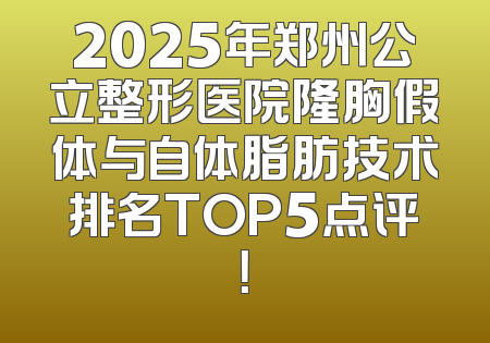 2025年郑州公立整形医院隆胸假体与自体脂肪技术排名TOP5点评！
