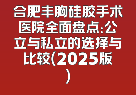 合肥丰胸硅胶手术医院全面盘点：公立与私立的选择与比较（2025版）