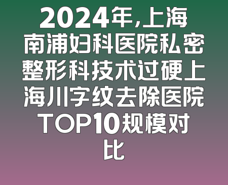 2024年，上海南浦妇科医院私密整形科技术过硬上海川字纹去除医院TOP10规模对比