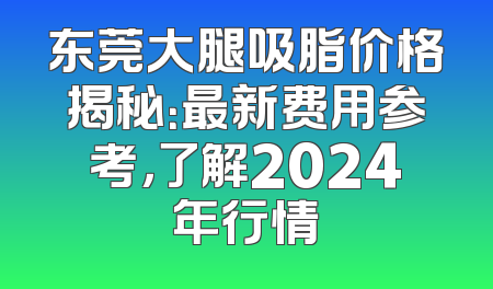 东莞大腿吸脂价格揭秘：最新费用参考，了解2024年行情