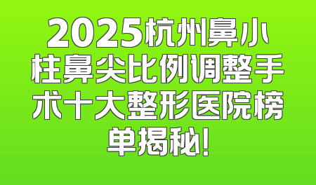 2025杭州鼻小柱鼻尖比例调整手术十大整形医院榜单揭秘！