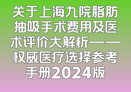 关于上海九院脂肪抽吸手术费用及医术评价大解析——权威医疗选择参考手册2024版