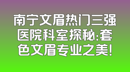 南宁文眉热门三强医院科室探秘：套色文眉专业之美！