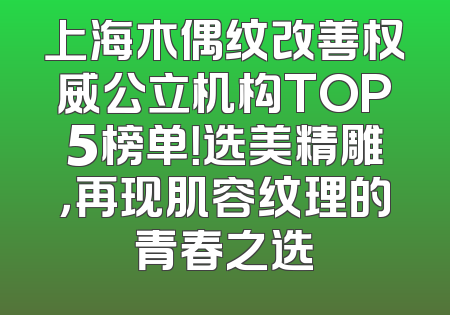 上海木偶纹改善权威公立机构TOP5榜单！选美精雕，再现肌容纹理的青春之选