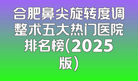 合肥鼻尖旋转度调整术五大热门医院排名榜（2025版）