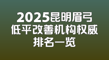 2025昆明眉弓低平改善机构权威排名一览