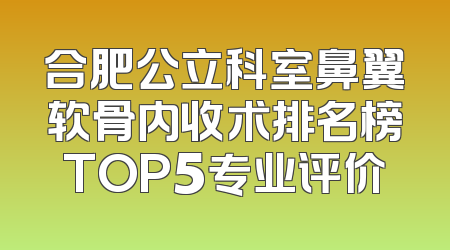合肥公立科室鼻翼软骨内收术排名榜TOP5专业评价